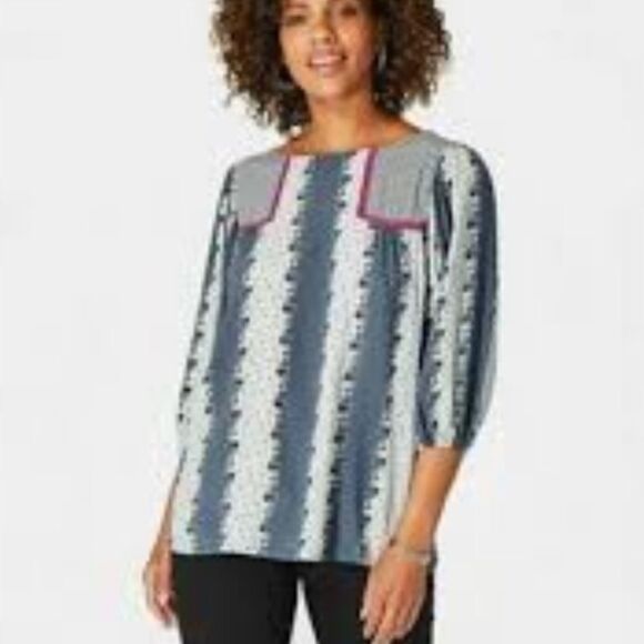 Matilda Jane A quick Getaway top size blue grey pink flowy loose-S - Picture 1 of 5